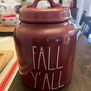 Rae Dunn Fall Y'all Maroon Ceramic Canister